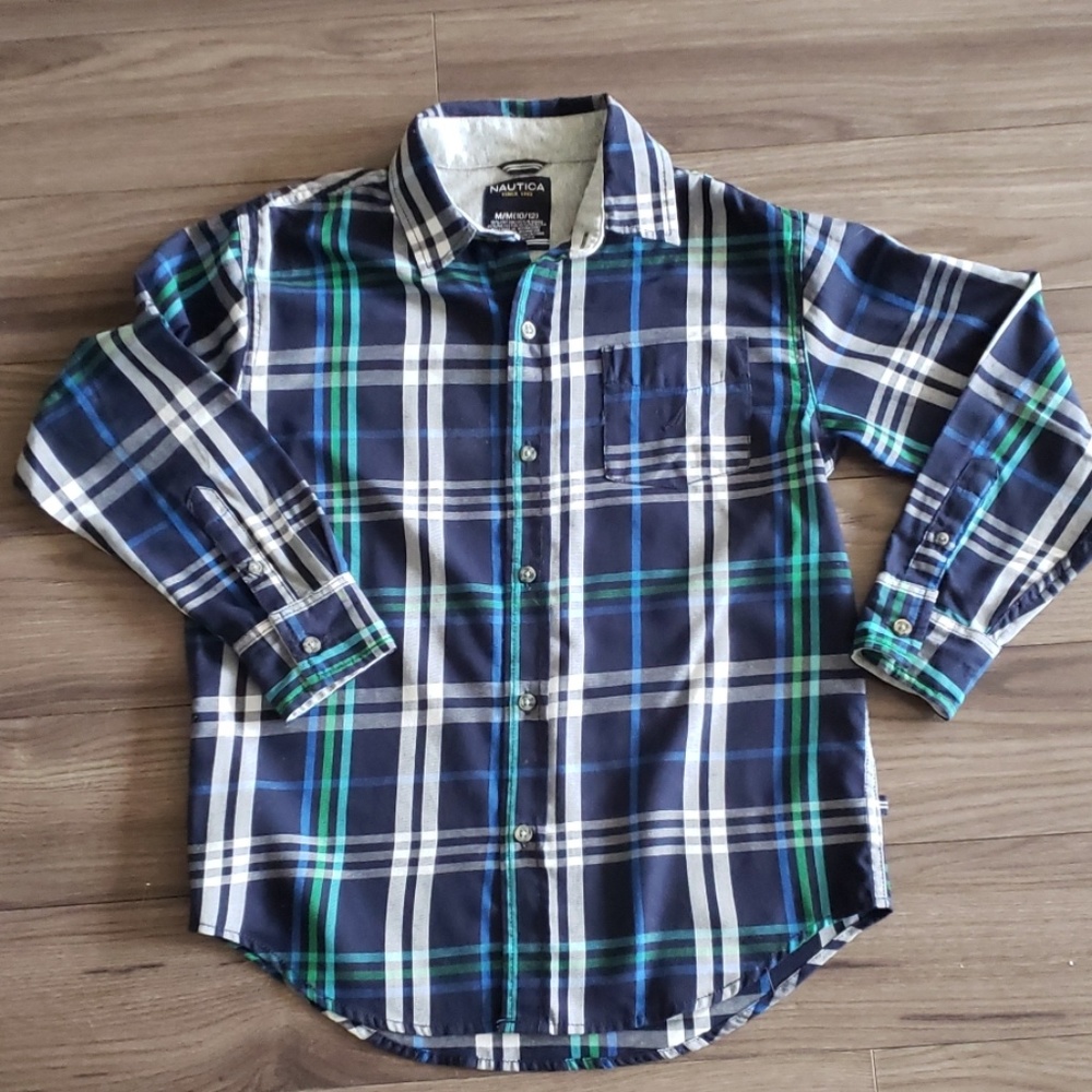 Nautica Boys 10/12 Long Sleeve Button Down